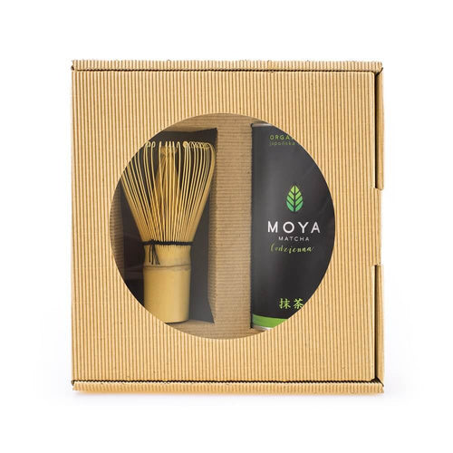 Herbata zielona matcha codzienna 30 g i miotełka bambusowa chasen - Moya Matcha