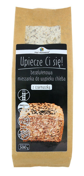 Mieszanka do wypieku chleba z czarnuszką bezglutenowa 500 g - Pięć Przemian