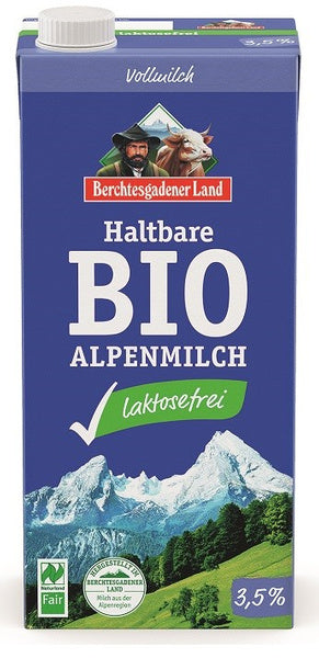 Mleko alpejskie UHT o obniżonej zawartości laktozy 3,5 % 1 l - Berchtesgadener Land (EKO)