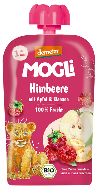 Mus jabłko banan malina bez dodatku cukru od 12 msc. 100 g - Mogli (EKO)