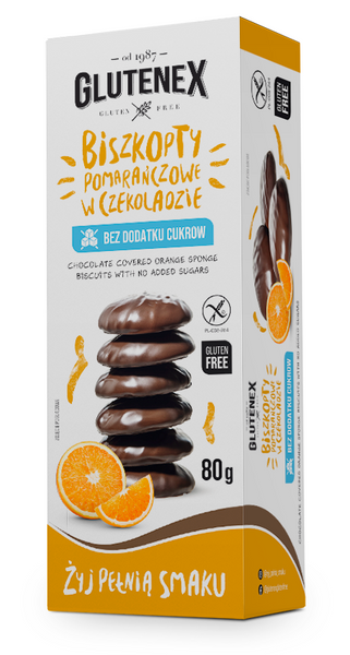 Biszkopty pomarańczowe w czekoladzie bezglutenowe 80 g - Glutenex