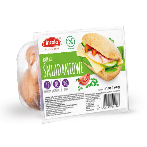 Bułki śniadaniowe bezglutenowe 3 szt. 120 g - Incola