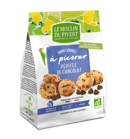 Ciastka mini z dropsami czekoladowymi 170 g - Le Moulin Du Pivert (EKO)