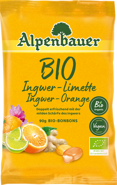 Cukierki z nadzieniem imbirowo limonkowym i imbirowo pomarańczowym 90 g - Alpenbauer (EKO)