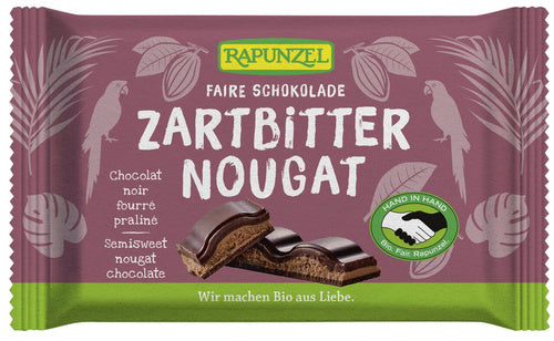 Czekolada gorzka z nadzieniem nugatowym 100 g - Rapunzel (EKO)