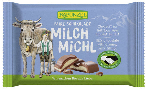 Czekolada mleczna z nadzieniem mlecznym dla dzieci 100 g - Rapunzel (EKO)