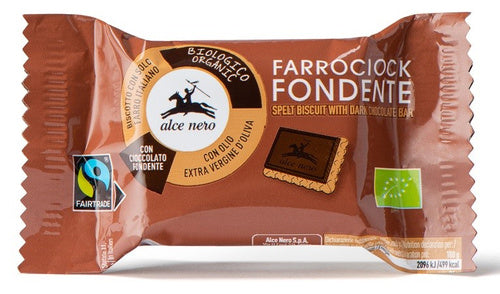 Herbatniki orkiszowe z gorzką czekoladą fair trade 28 g - Alce Nero (EKO)