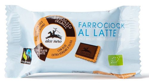Herbatniki orkiszowe z mleczną czekoladą fair trade 28 g - Alce Nero (EKO)