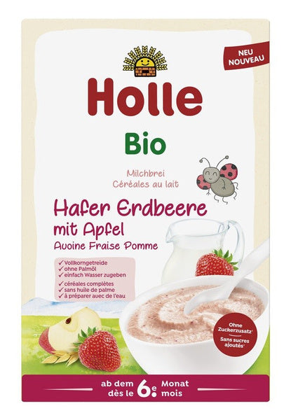 Kaszka owsiana mleczna truskawkowo jabłkowa od 6 msc. 250 g - Holle (EKO)