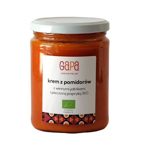 Krem pomidorowy z pieczoną papryką i winnymi jabłkami 450 g - Gapa (EKO)