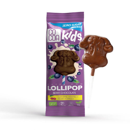 Lizak z czekolady jagodowej z witaminą C z aceroli 15 g - Cocoa (EKO)