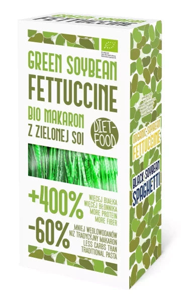 Makaron proteinowy fettuccine z soi zielonej bezglutenowy 200 g - DIET-FOOD (EKO)