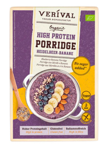 Owsianka proteinowa z borówką i bananem bez dodatku cukru bezglutenowa 350 g - Verival (EKO)