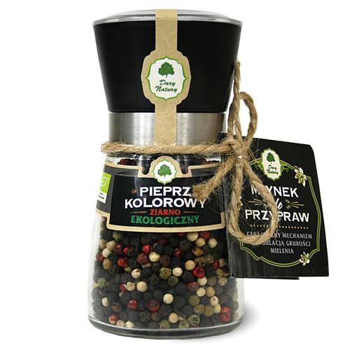 Pieprz kolorowy z młynkiem ziarnisty 80 g - Dary Natury (EKO)