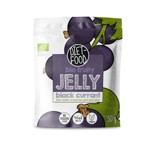 Wegańskie żelki bez żelatyny czarna porzeczka 50 g - DIET-FOOD (EKO)